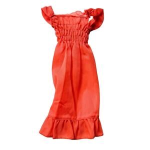 Vintage Barbie BEST BUY #7814 Orange‎ Tricot Dress Smocked Bodice **Flawed